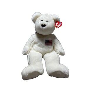 Ty Beanie Baby Buddy Libearty The Bear Stuffed Toy USA Flag White
